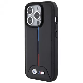 BMW BMHCP15L22PVTK iPhone 15 Pro 6,1 inch μαύρη σκληρή θήκη Quilted Tricolor