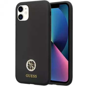 Guess GUHCN614DGPK Σκληρή θήκη σιλικόνης Logo Strass 4G πίσω κάλυμμα για Apple iPhone 11 / Xr 6,1 inch μαύρο