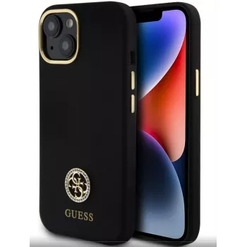 Guess GUHCP15SM4DGPK iPhone 15/14/13 6,1 inch μαύρη θήκη σιλικόνης με λογότυπο και στρας 4G