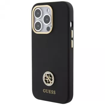 Guess GUHCP15XM4DGPK Σκληρή θήκη σιλικόνης Logo Strass 4G πίσω κάλυμμα για Apple iPhone 15 Pro Max 6,7 inch μαύρο