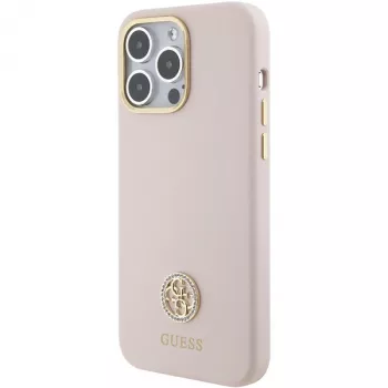 Guess GUHCP15XM4DGPP iPhone 15 Pro Max 6,7 inch ροζ σκληρή θήκη σιλικόνης με λογότυπο στρας 4G