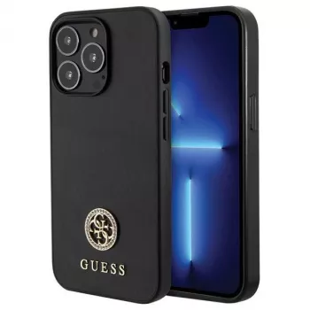 Guess GUHCP13LPS4DGPK Σκληρή θήκη για Apple iPhone 13 Pro 6,1 inch μαύρο στρας μεταλλικό λογότυπο