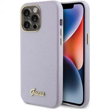 Guess GUHCP15LPGMCSL Glitter Glossy Script Σκληρή θήκη για iPhone 15 Pro 6,1 inch λιλά