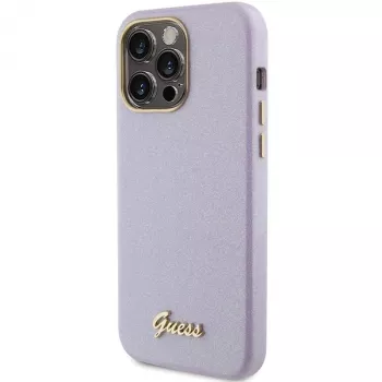 Guess GUHCP15LPGMCSL Glitter Glossy Script Σκληρή θήκη για iPhone 15 Pro 6,1 inch λιλά