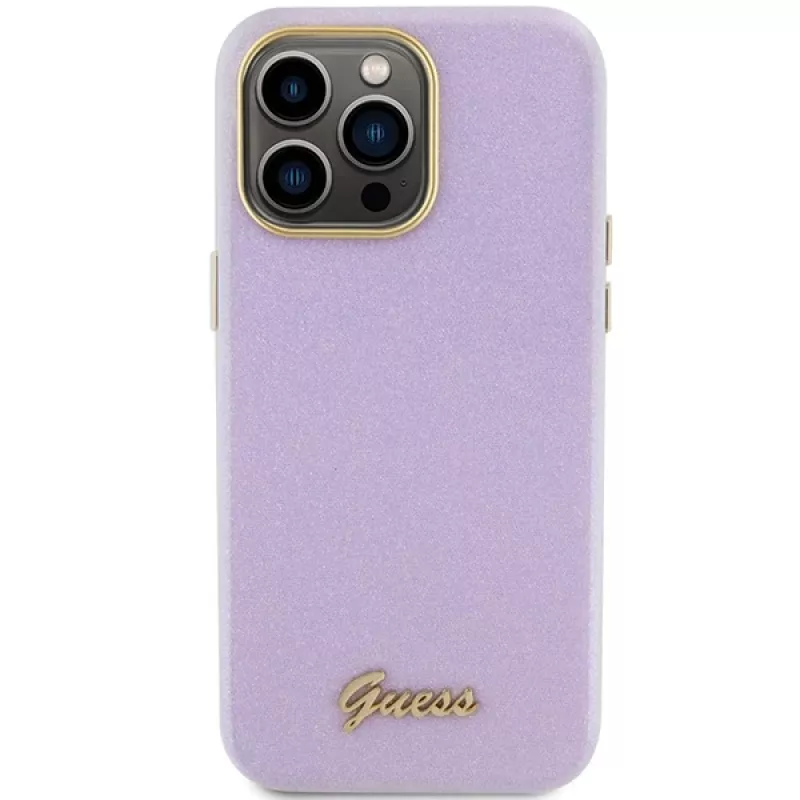 Guess GUHCP15LPGMCSL Glitter Glossy Script Σκληρή θήκη για iPhone 15 Pro 6,1 inch λιλά