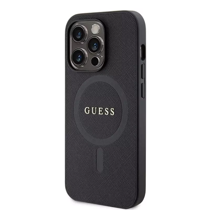 GUESS Saffiano PU Θήκη MagSafe για iPhone 15 Pro μαύρο