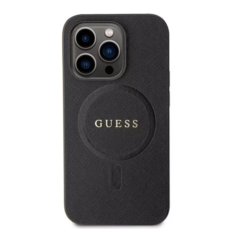 GUESS Saffiano PU Θήκη MagSafe για iPhone 15 Pro μαύρο