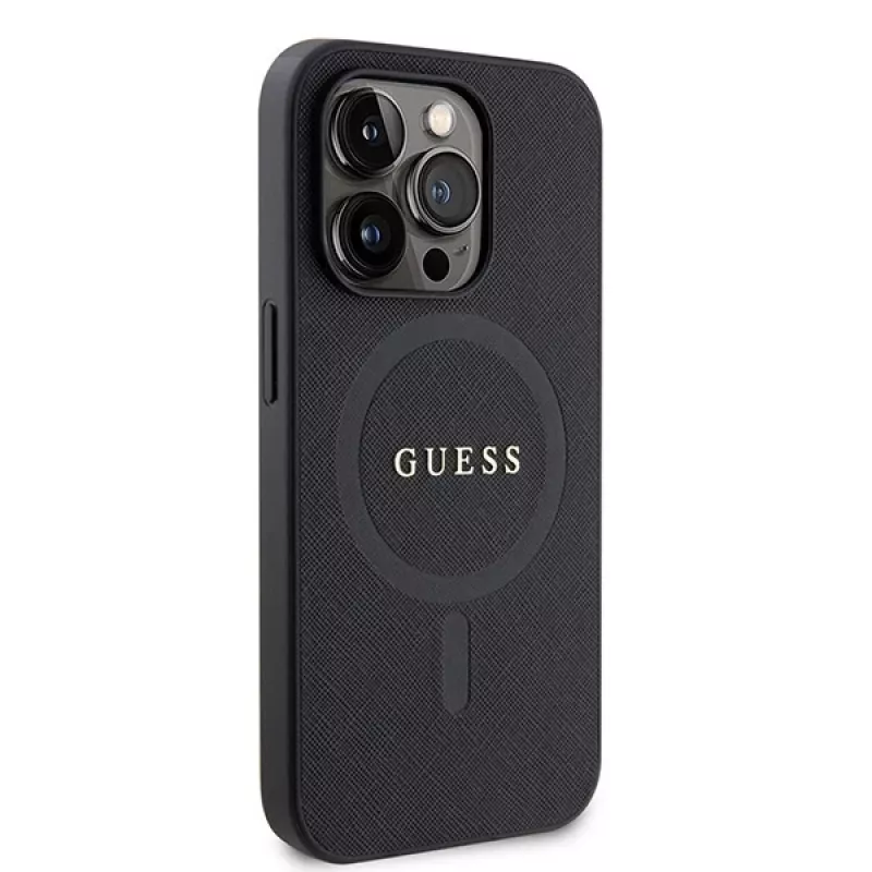 GUESS Saffiano PU Θήκη MagSafe για iPhone 15 Pro μαύρο