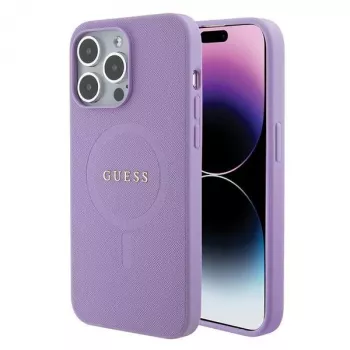 Guess GUHMP15LPSAHMCU Saffiano MagSafe Σκληρή θήκη για Apple iPhone 15 Pro 6,1 inch - μοβ