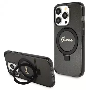 Guess Script Glitter Collection Θήκη με Ring Stand MagSafe για iPhone 13 Pro / 13 6,1 inch Μαύρο