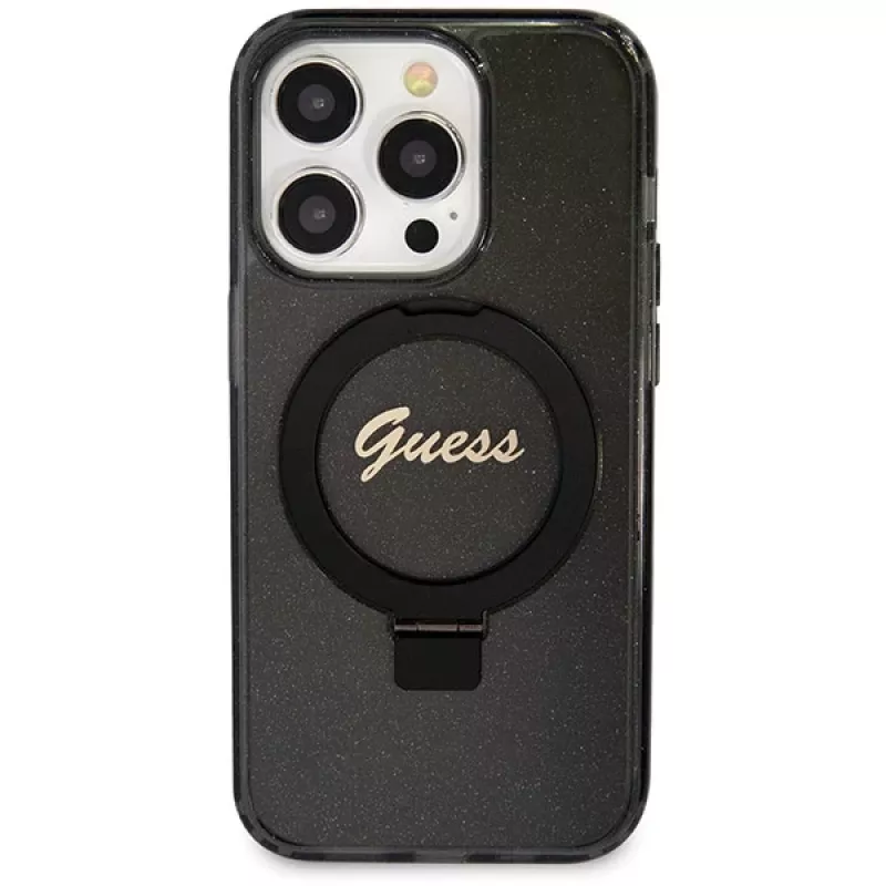 Guess Script Glitter Collection Θήκη με Ring Stand MagSafe για iPhone 13 Pro / 13 6,1 inch Μαύρο