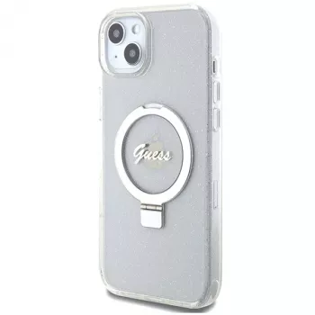 Guess GUHMP15MHRSGSD iPhone 15 Plus / 14 Plus 6,7 inch Διάφανη Θήκη με Ring Stand Script Glitter MagSafe