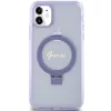 Guess GUHMN61HRSGSU iPhone 11 / XR 6,1 inch Μωβ Θήκη με Ring Stand Script Glitter MagSafe