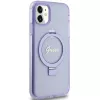 Guess GUHMN61HRSGSU iPhone 11 / XR 6,1 inch Μωβ Θήκη με Ring Stand Script Glitter MagSafe