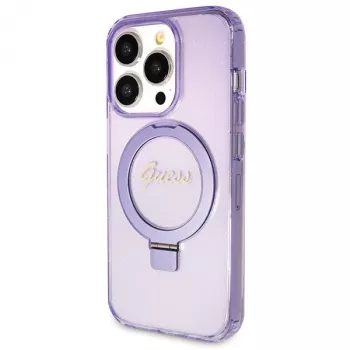 Guess GUHMP13XHRSGSU iPhone 13 Pro Max 6,7 inch Μωβ Θήκη με Ring Stand Script Glitter MagSafe