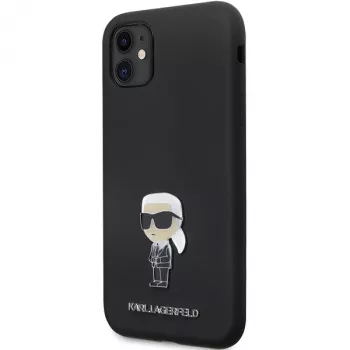 Karl Lagerfeld Ikonik Θήκη Σιλικόνης με Μεταλλική Καρφίτσα για Apple iPhone 11 / iPhone XR 6,1 inch Μαύρο