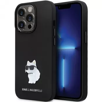 Karl Lagerfeld KLHCP13LSMHCNPK iPhone 13 Pro / 13 6,1 inch Μαύρη Θήκη Σιλικόνης C Μεταλλική Καρφίτσα