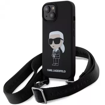 Karl Lagerfeld KLHCP15SSCBSKNK iPhone 15 / 14 / 13 6,1 inch Θήκη Μαύρη Crossbody Σιλικόνης Ikonik