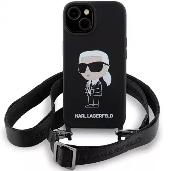 Karl Lagerfeld KLHCP15SSCBSKNK iPhone 15 / 14 / 13 6,1 inch Θήκη Μαύρη Crossbody Σιλικόνης Ikonik