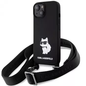 Karl Lagerfeld KLHCP15SSCBSCNK iPhone 15 / 14 / 13 6,1 inch Θήκη Μαύρη Crossbody Σιλικόνης Choupette