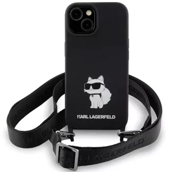Karl Lagerfeld KLHCP15SSCBSCNK iPhone 15 / 14 / 13 6,1 inch Θήκη Μαύρη Crossbody Σιλικόνης Choupette