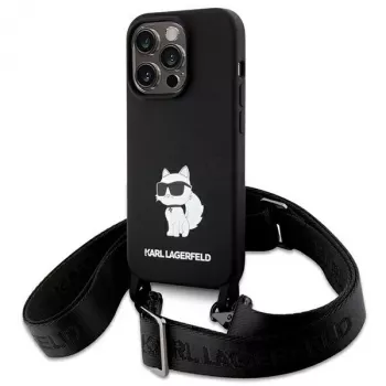 Karl Lagerfeld KLHCP15XSCBSCNK iPhone 15 Pro Max 6,7 inch Θήκη Μαύρη Crossbody Σιλικόνης Choupette