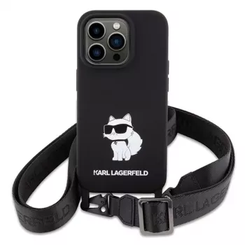 Karl Lagerfeld KLHCP15XSCBSCNK iPhone 15 Pro Max 6,7 inch Θήκη Μαύρη Crossbody Σιλικόνης Choupette