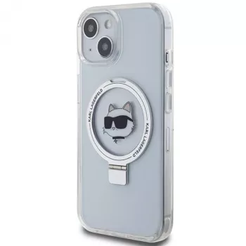 Karl Lagerfeld KLHMP15SHMRSCHH iPhone 15 / 14 / 13 6,1 inch Λευκή Θήκη με Ring Stand Choupette Head MagSafe