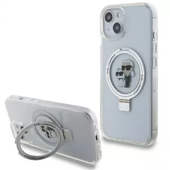 Karl Lagerfeld KLHMP15SHMRSKCH iPhone 15/14/13 6,1 inch Λευκή Θήκη με Ring Stand Karl & Choupette MagSafe