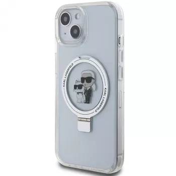 Karl Lagerfeld KLHMP15SHMRSKCH iPhone 15/14/13 6,1 inch Λευκή Θήκη με Ring Stand Karl & Choupette MagSafe