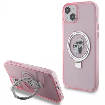 Karl Lagerfeld KLHMP15SHMRSKCP iPhone 15 / 14 / 13 6,1 inch Ροζ Θήκη με Ring Stand Karl & Choupette MagSafe