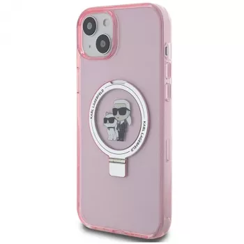 Karl Lagerfeld KLHMP15SHMRSKCP iPhone 15 / 14 / 13 6,1 inch Ροζ Θήκη με Ring Stand Karl & Choupette MagSafe