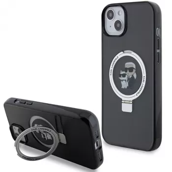Karl Lagerfeld KLHMP15SHMRSKCK iPhone 15 / 14 / 13 6,1 inch Μαύρη Θήκη με Ring Stand Karl & Choupette MagSafe