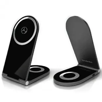 Mercedes-Benz Foldable 2-in-1 Ασύρματη Βάση Φόρτισης 15W Μαύρη Silver Star MagSafe