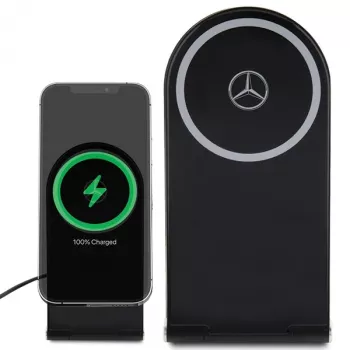 Mercedes-Benz Foldable 2-in-1 Ασύρματη Βάση Φόρτισης 15W Μαύρη Silver Star MagSafe