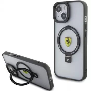 Ferrari FEHMP15SUSCAK iPhone 15 / 14 / 13 6,1 inch Μαύρο Σκληρή θήκη με δακτύλιο βάσης 2023 Collection MagSafe