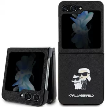 Karl Lagerfeld Saffiano Karl & Choupette Pin Σκληρή θήκη για Samsung Galaxy Z Flip5, Μαύρο