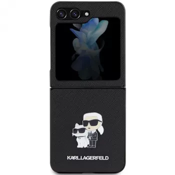 Karl Lagerfeld Saffiano Karl & Choupette Pin Σκληρή θήκη για Samsung Galaxy Z Flip5, Μαύρο