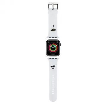 Karl Lagerfeld KLAWMSLKCNH Λουράκι για Apple Watch 38/40/41mm Λευκό Λουράκι από καουτσούκ 3D με κεφάλια Karl & Choupette