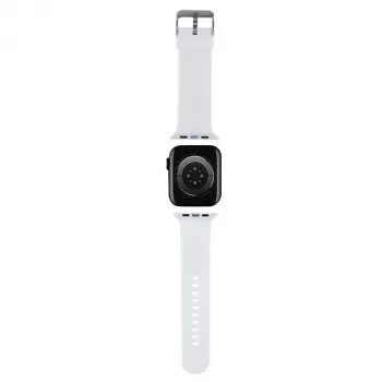 Karl Lagerfeld KLAWMSLKCNH Λουράκι για Apple Watch 38/40/41mm Λευκό Λουράκι από καουτσούκ 3D με κεφάλια Karl & Choupette