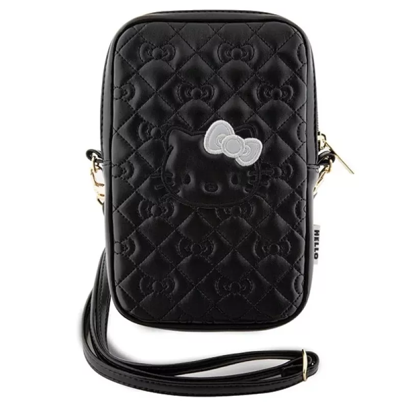 Hello Kitty Quilted Bows Strap - Crossbody Θήκη κινητού (Μαύρο)