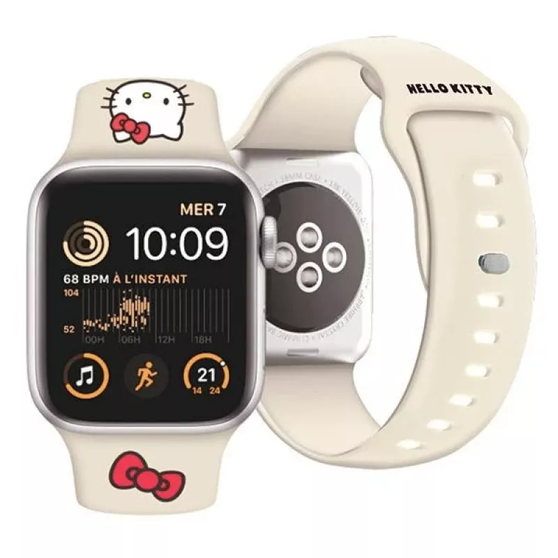 Hello Kitty HKAWMSCHBLE Λουράκι σιλικόνης για Apple Watch 38/40/41mm - Μπεζ