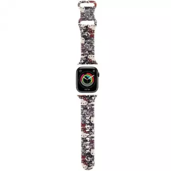Hello Kitty HKAWMSDGPTE Λουράκι Apple Watch 38/40/41mm Μπεζ Σιλικόνη Graffiti Tags