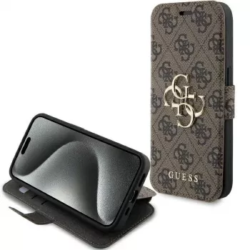 Guess GUBKP15L4GMGBR Θήκη folio για iPhone 15 Pro 6,1 ιντσών Καφέ 4G Μεταλλικό λογότυπο