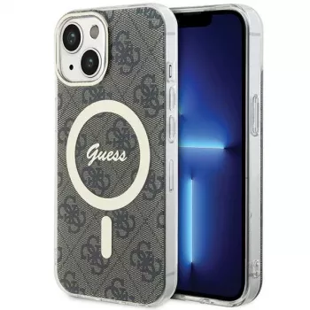 Guess GUHMP15MH4STW Hardcase IML MagSafe για iPhone 15 Plus / 14 Plus 6,7 ίντσες Καφέ