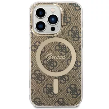 Guess GUHMP15LH4STW Hardcase για Apple iPhone 15 Pro 6,1 ίντσες Καφέ IML 4G MagSafe