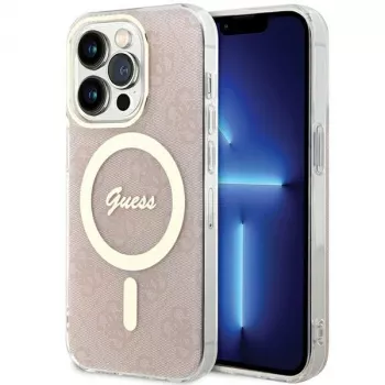 Guess GUHMP15LH4STP Hardcase για Apple iPhone 15 Pro 6,1 ίντσες Ροζ IML 4G MagSafe
