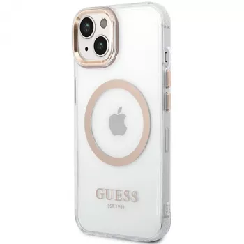 Guess GUHMP15MHTRMD Σκληρή θήκη Metal Outline για iPhone 15 Plus / 14 Plus 6,7 ιντσών Χρυσή με MagSafe