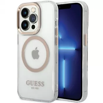 Guess GUHMP15LHTRMD Metal Outline Hard Case για Apple iPhone 15 Pro 6,1 ίντσες Χρυσό MagSafe
