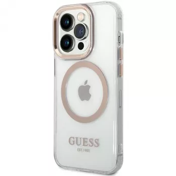 Guess GUHMP15XHTRMD Metal Outline Hard Case για Apple iPhone 15 Pro Max, Χρυσό, MagSafe-συμβατό